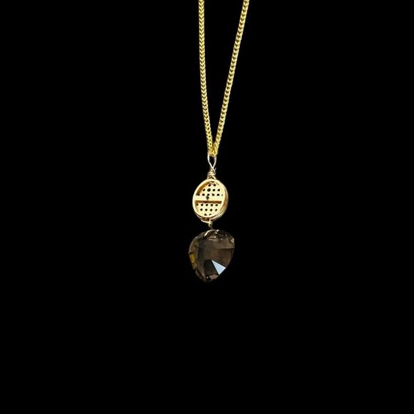 Brown Crystal heart pendant gold plated plus matching necklace - Picture 5 of 6